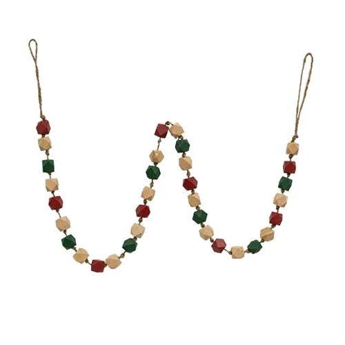 Holiday Geometric 40" Wood Beaded Garland
