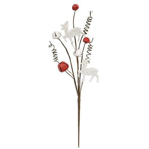💙 Holiday Jingle Bells & Deer 11.75" Christmas Pick