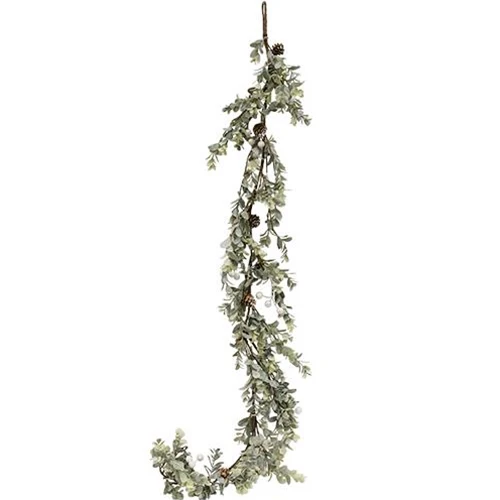 Holiday Ombre Boxwood 5 Ft Faux Evergreen Garland - Image 2