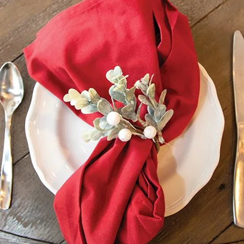 Holiday Ombre Boxwood & Berry Faux Evergreen Napkin Ring - Image 2