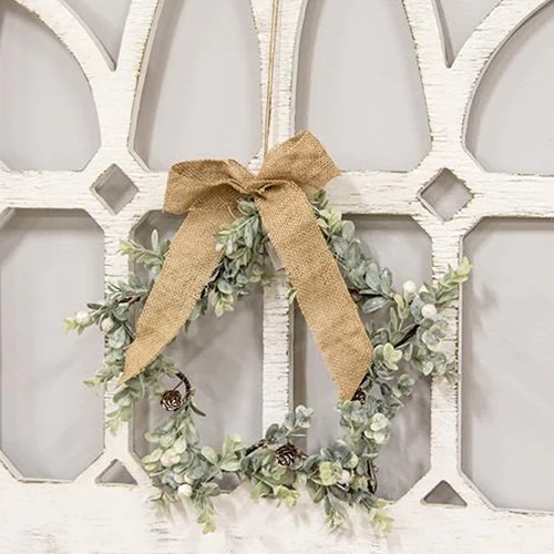 Holiday Ombre Boxwood Star Wreath 12" Faux Evergreens - Image 2