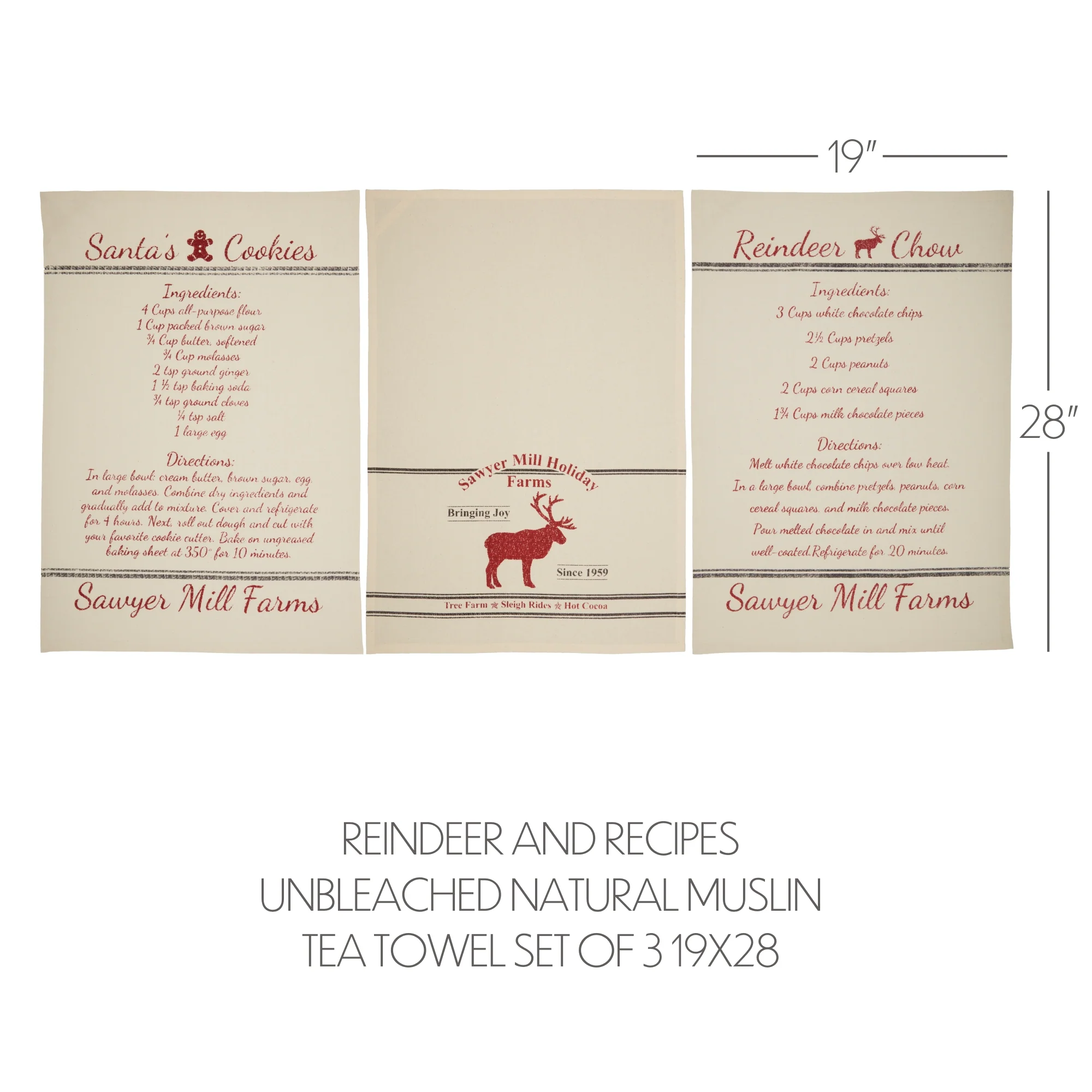 Holiday Reindeer And Recipes Muslin Tea Towel Set - Image 6