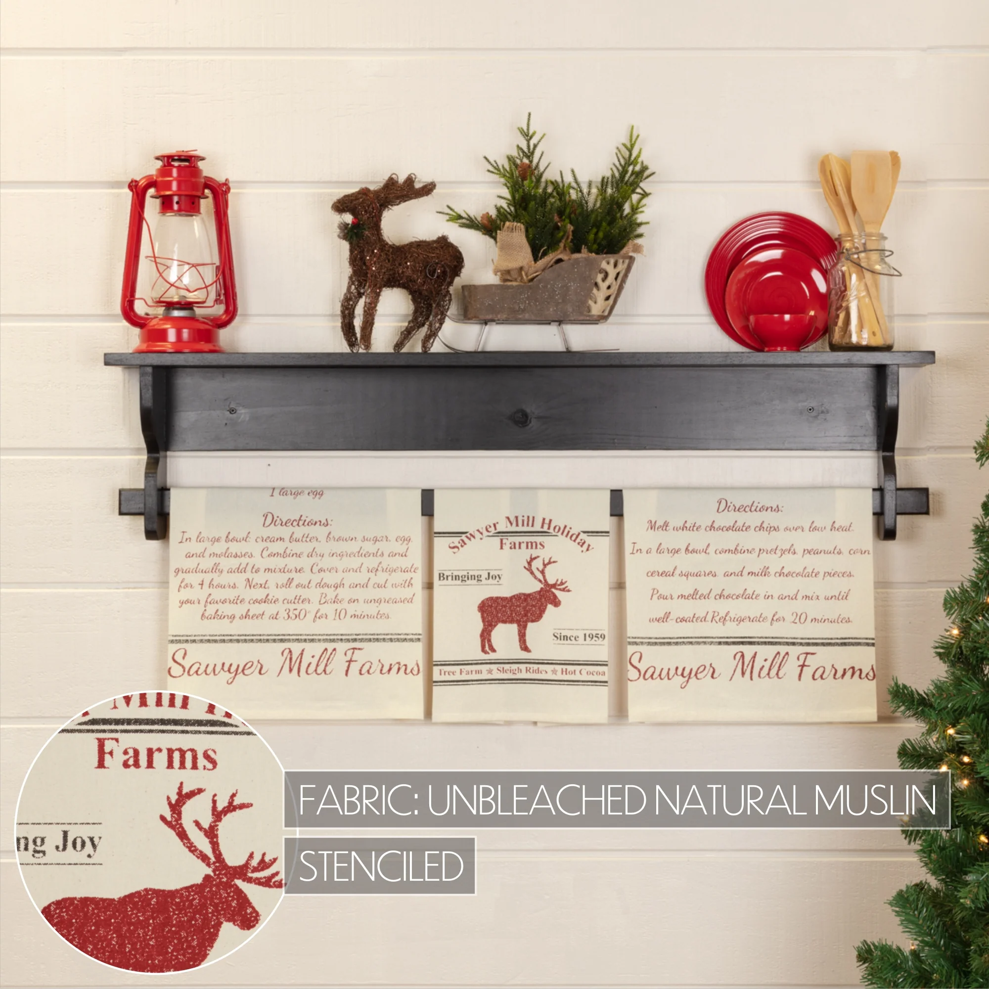 Holiday Reindeer And Recipes Muslin Tea Towel Set - Image 7