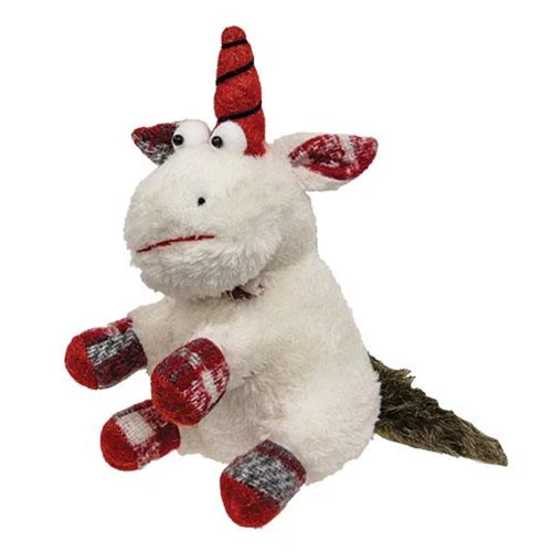 Rosie Mittens Holiday Unicorn Plaid Trim Plush 8.5" - Image 2