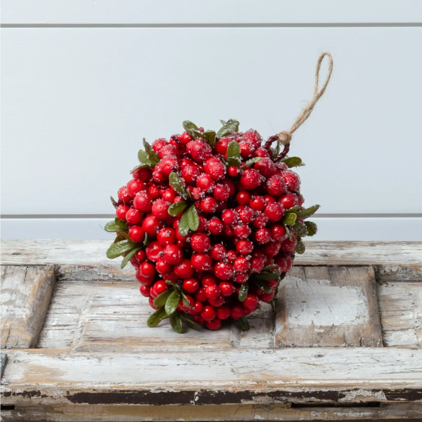 Holly Berry Hanging Topiary Faux 6" Ball