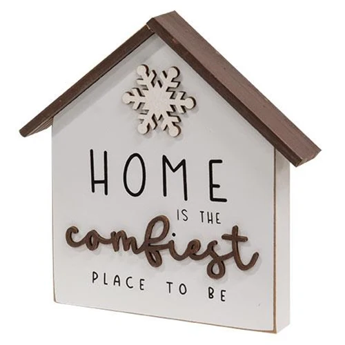 Home Is the Comfiest Place to Be 6" H House Shaped Block Sign - Image 2