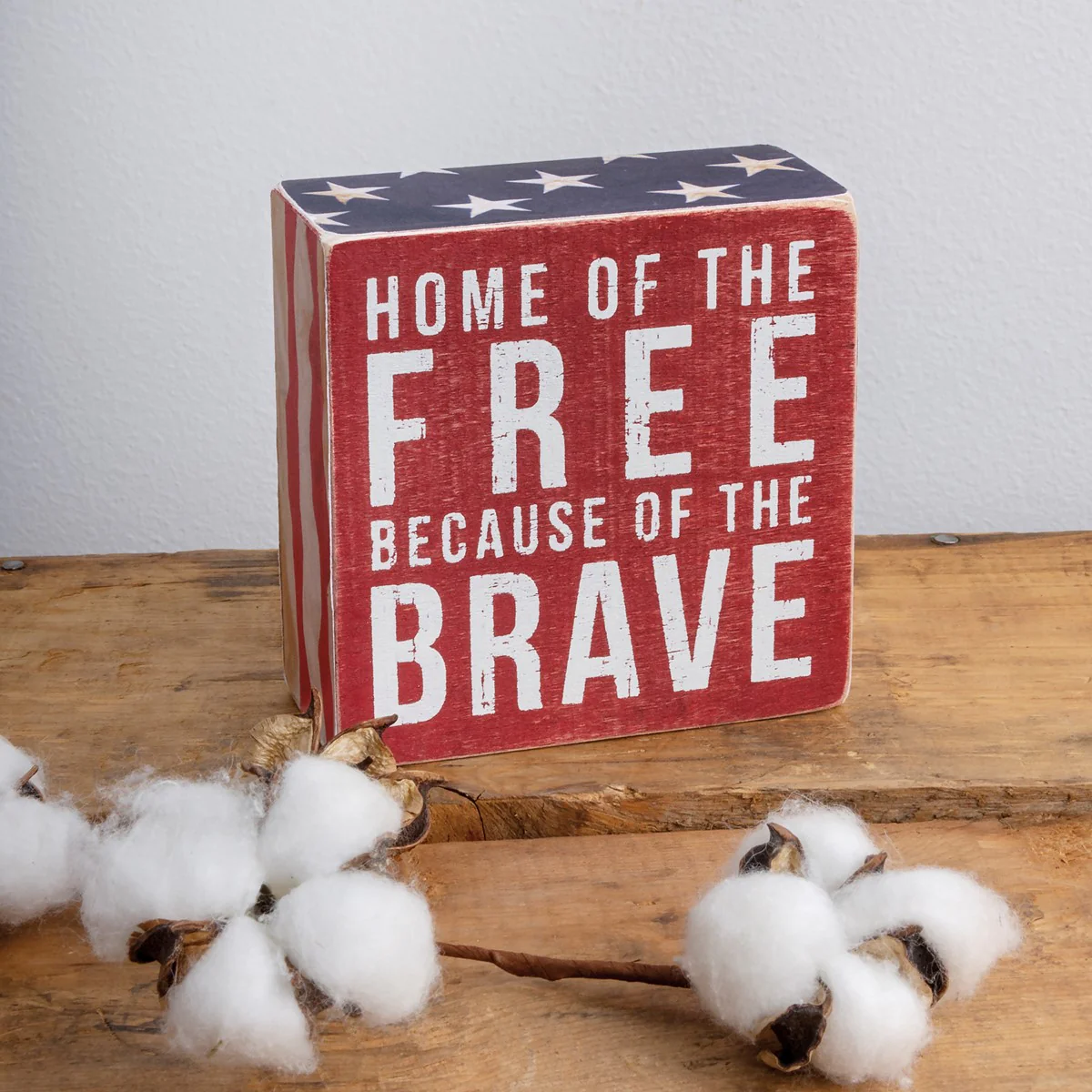 Home of the Free Because of the Brave Small Block Sign - Image 2