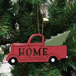 💙 Home Red Truck with Tree Ornament