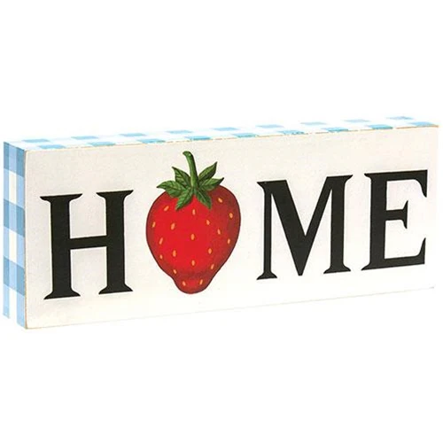 Home Strawberry Wooden Box Sign