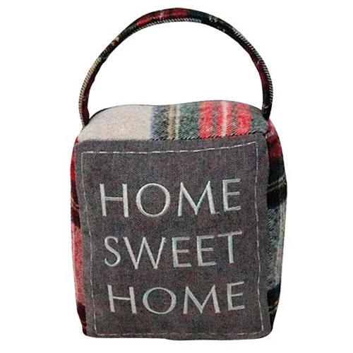 Home Sweet Home Red & Gray Plaid Doorstop
