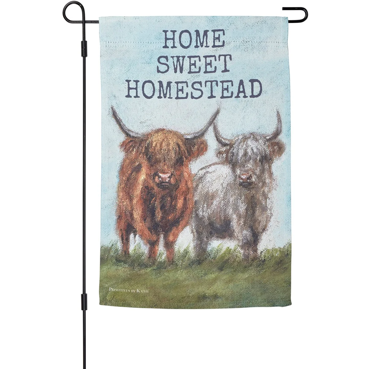 Home Sweet Homestead Highland Cow Garden Flag