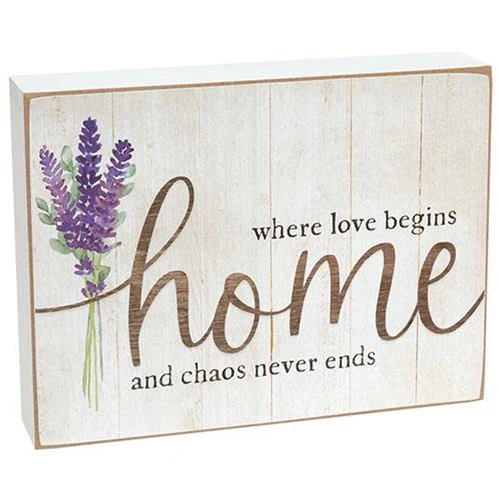 Home Where Love Begins And Chaos Never Ends 6" Box Sign - Image 2
