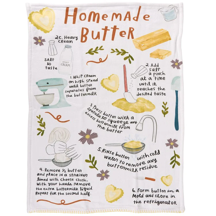 Homemade Butter Recipe Kitchen Towel - Image 3