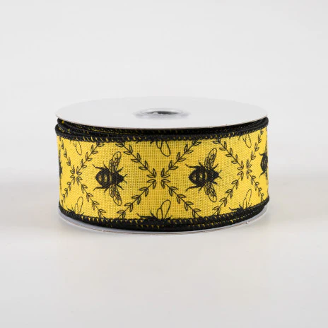 Honey Bee Trellis Sun Yellow Ribbon 1.5" x 10 Yards - Image 2