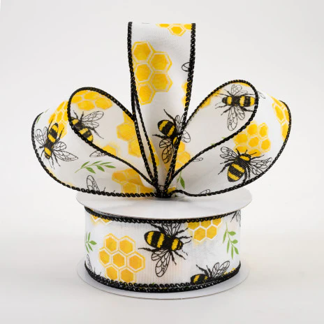 💙 Honeycomb Bee Satin Ribbon 1.5" x 10 yards - Image 2