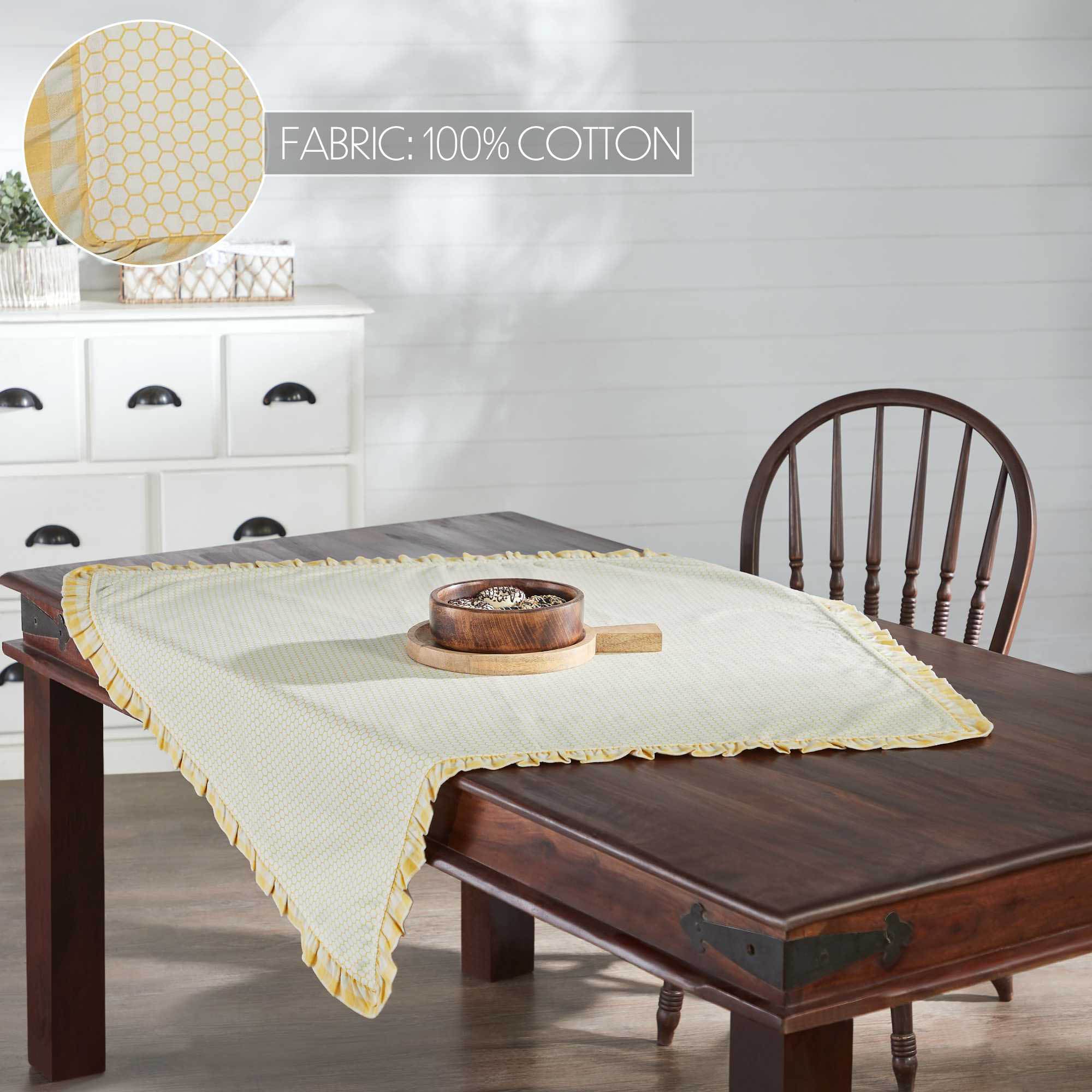 Honeycomb Ruffled Table Topper Table Cloth 40" x 40" - Image 3