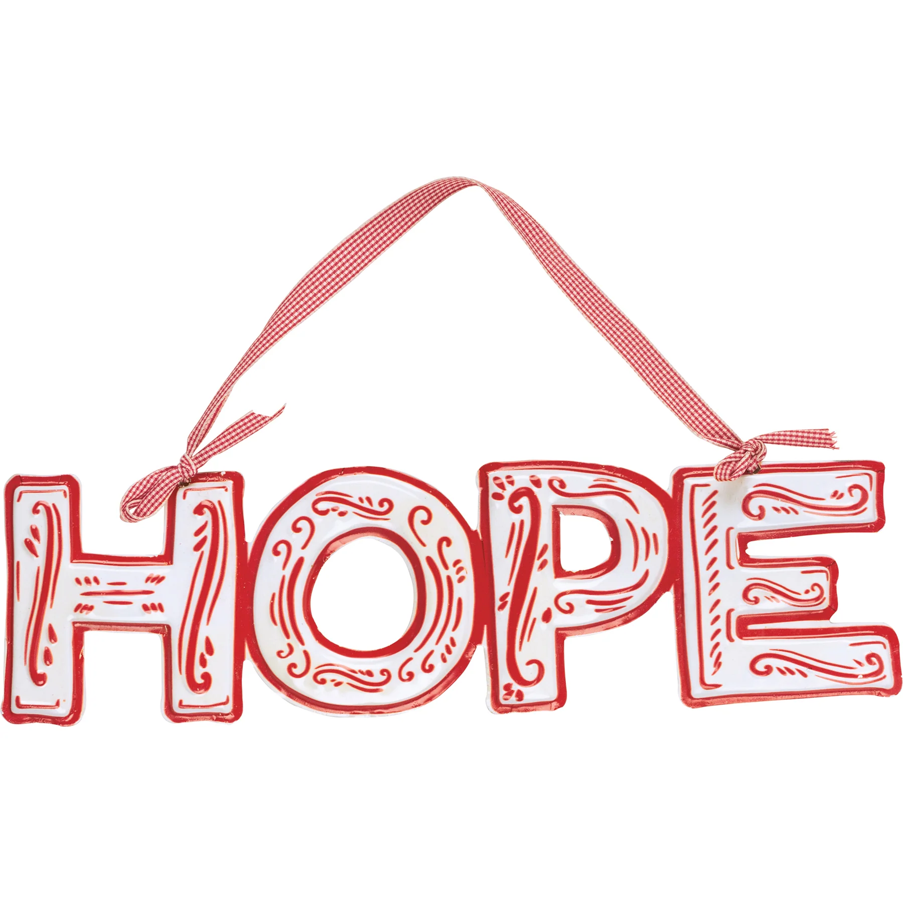 π Hope 14" Wall Hanging Red and White Lettering