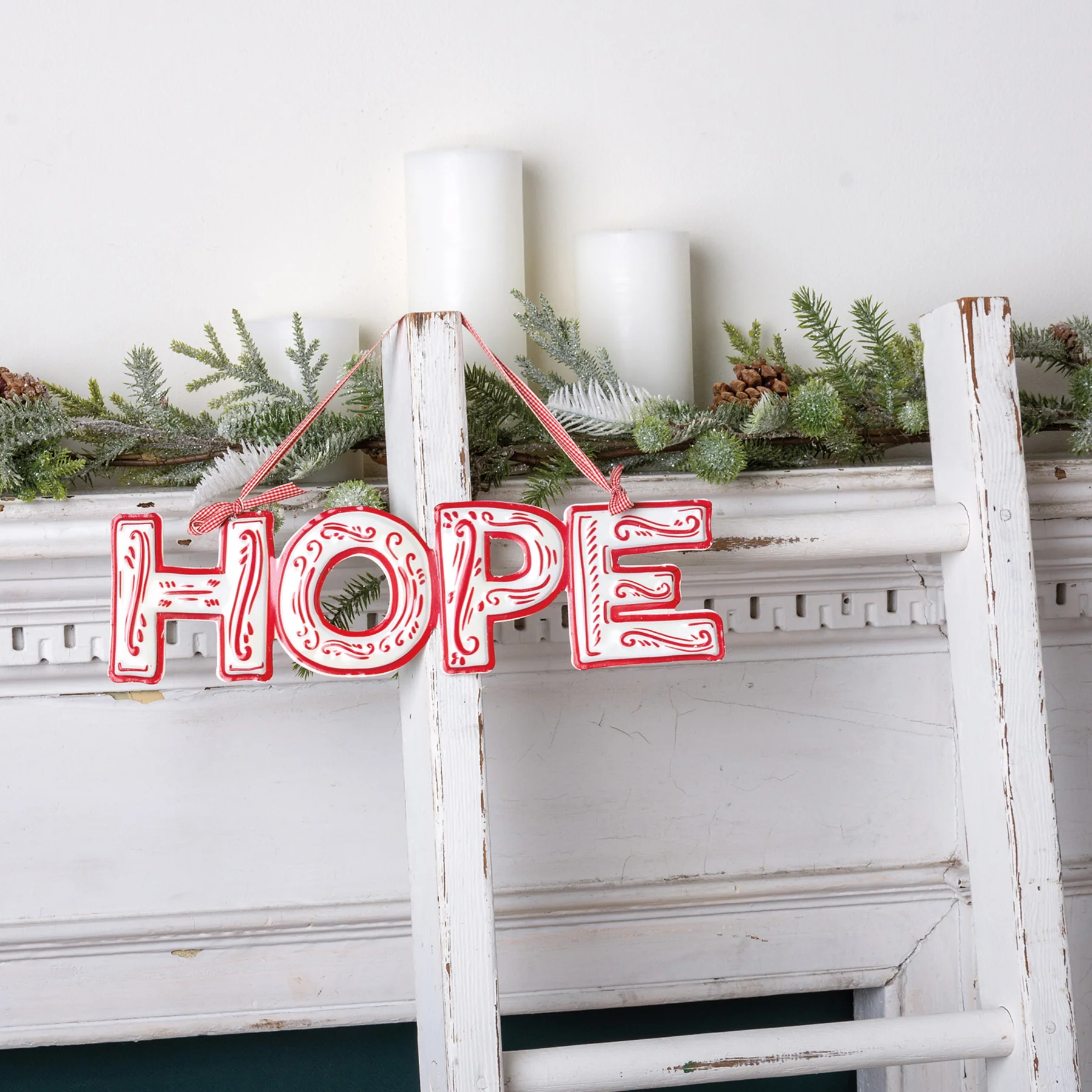 π Hope 14" Wall Hanging Red and White Lettering - Image 4