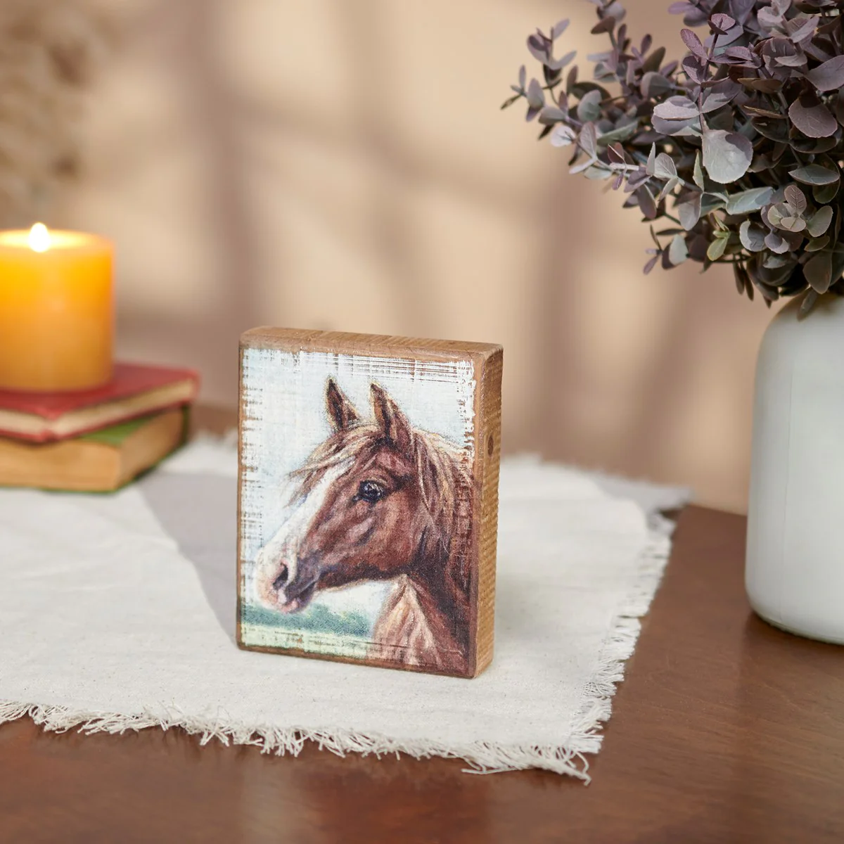 Horse Close Up 5" Wooden Block Sign - Image 2