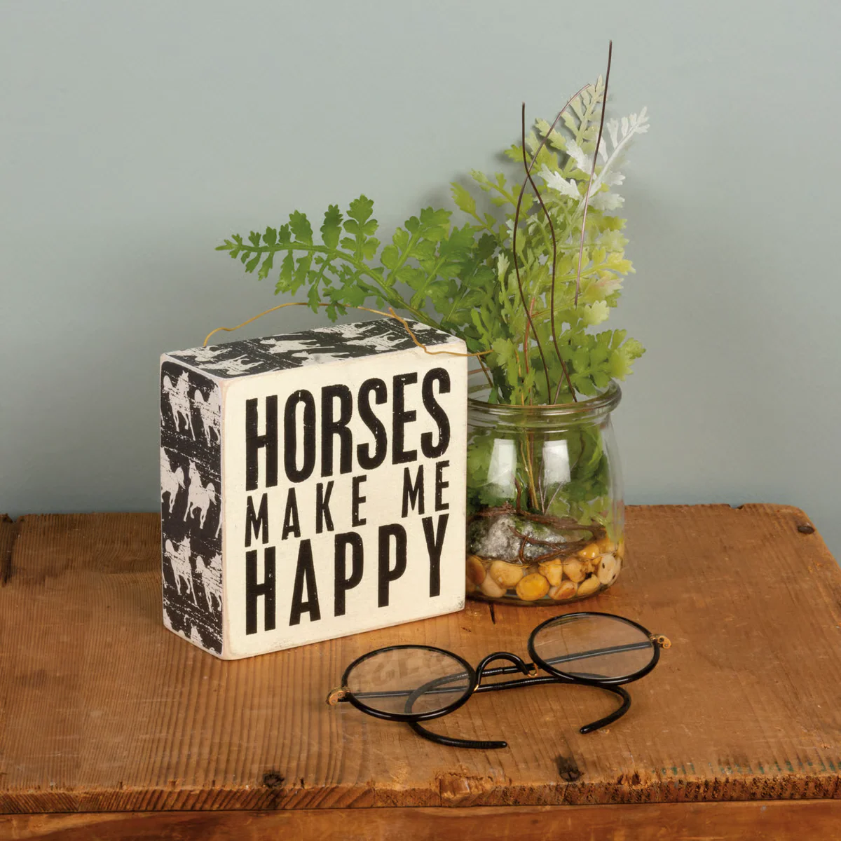 ๐ Horses Make Me Happy 4" Small Box Sign - Image 2