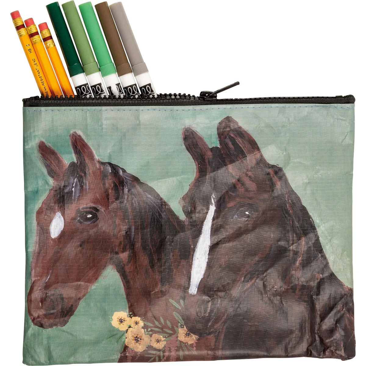 ๐ Horses with Flowers Zipper Pouch