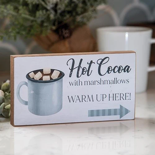 💙 Hot Cocoa With Marshmallows Small Block Sign