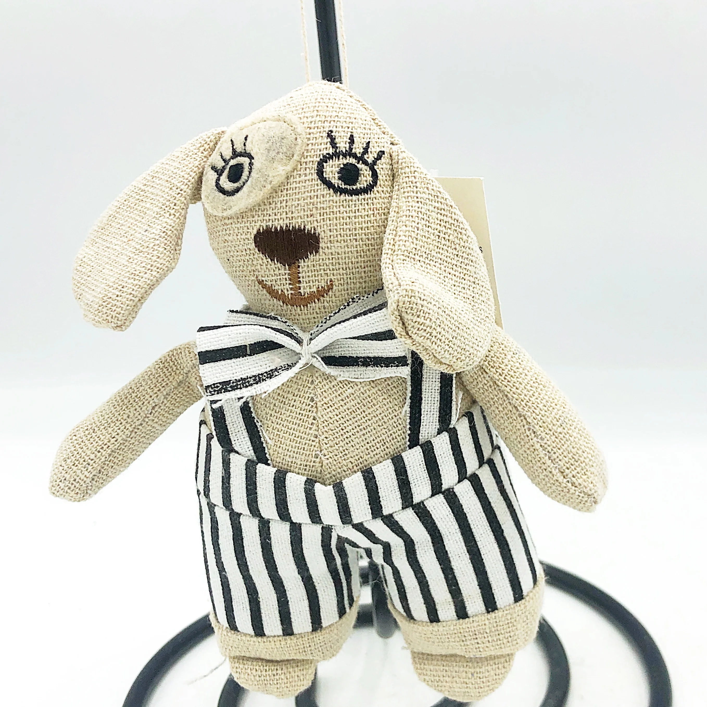 💙 Hound Dog in Buffalo Plaid Overalls Beanbag Animal 5" H - Image 2