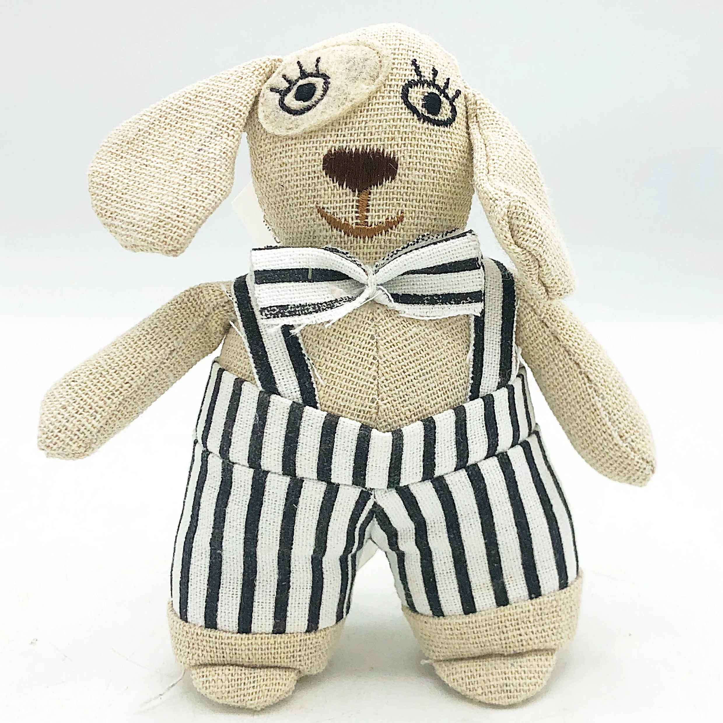 💙 Hound Dog in Buffalo Plaid Overalls Beanbag Animal 5" H - Image 3