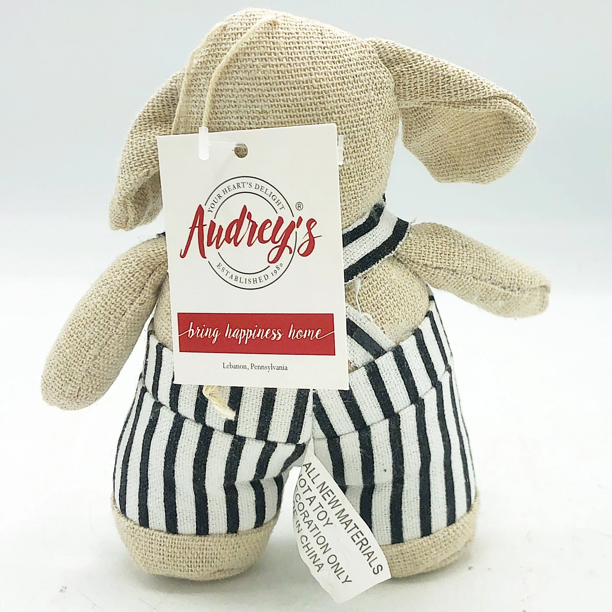 💙 Hound Dog in Buffalo Plaid Overalls Beanbag Animal 5" H - Image 5