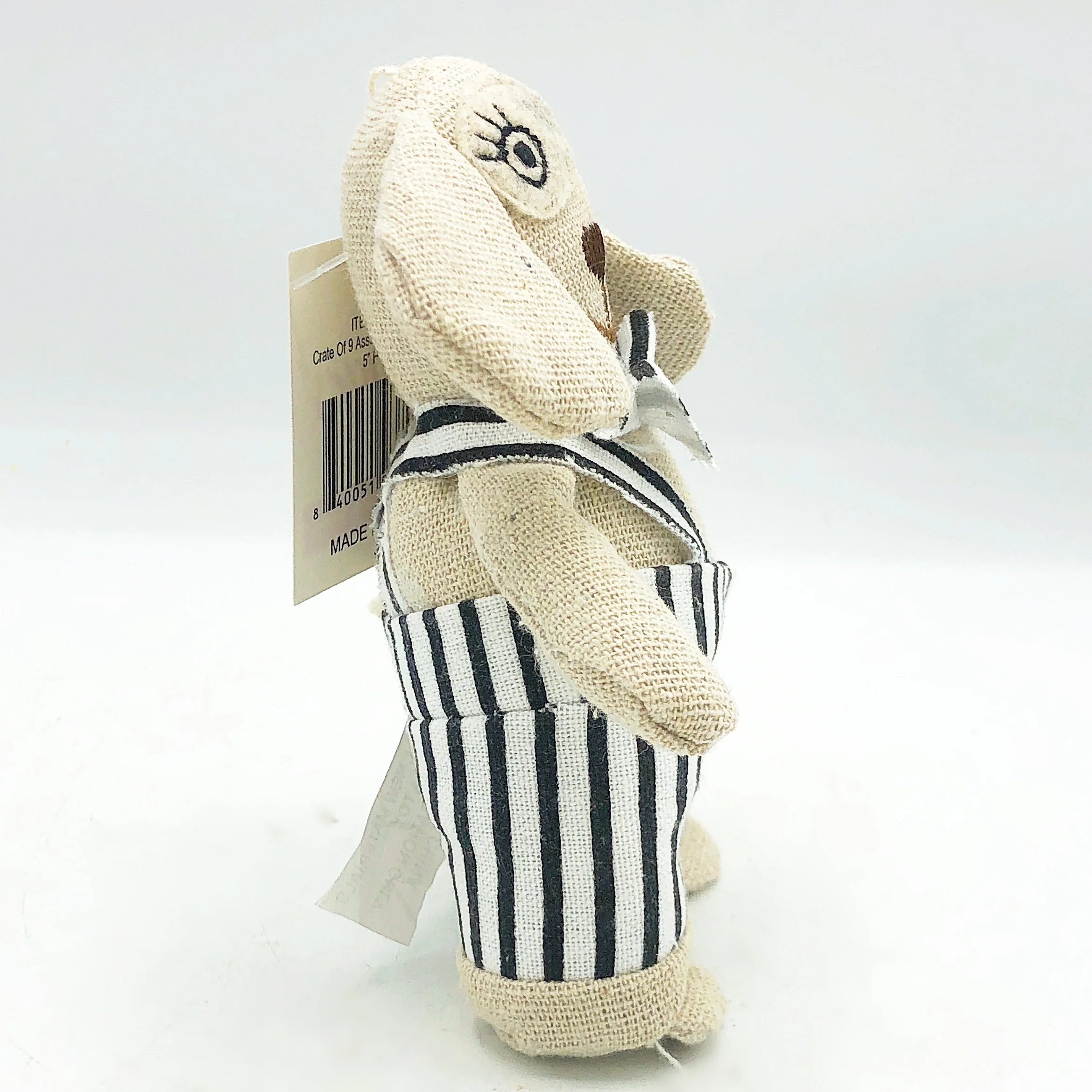 💙 Hound Dog in Buffalo Plaid Overalls Beanbag Animal 5" H - Image 6