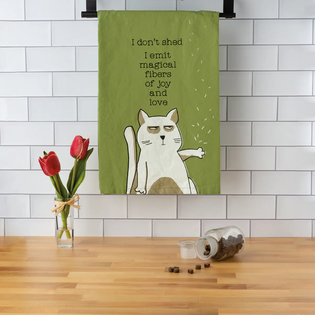 I Don't Shed I Emit Magical Fibers of Joy and Love Kitchen Towel - Image 2