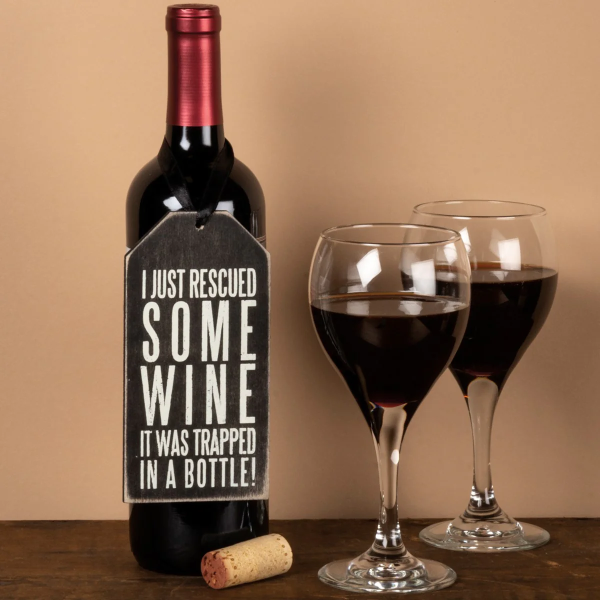 I Just Rescued Some Wine It Was Trapped Bottle Tag - Image 2