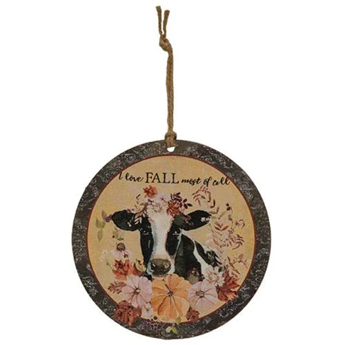 I Love Fall Most of All Cow Ornament