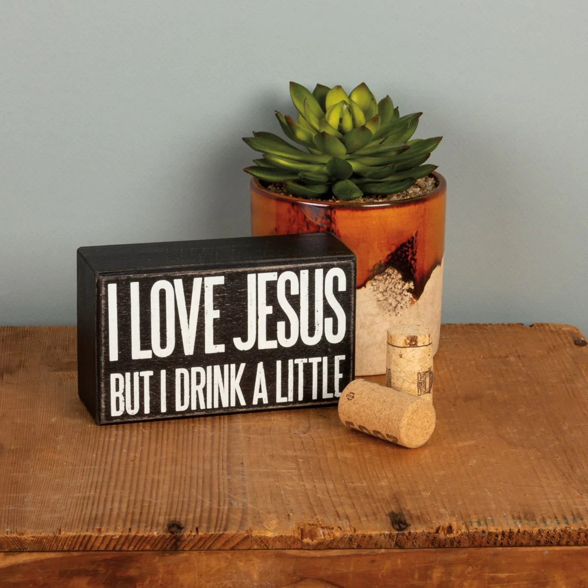 I Love Jesus But I Drink A Little Small Box Sign - Image 2