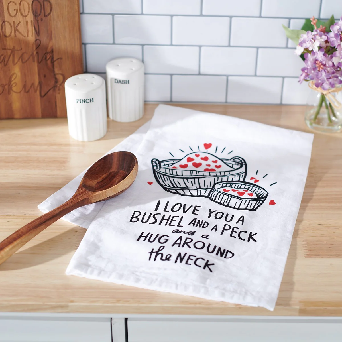 I Love You A Bushel And A Peck Hearts Kitchen Towel - Image 2