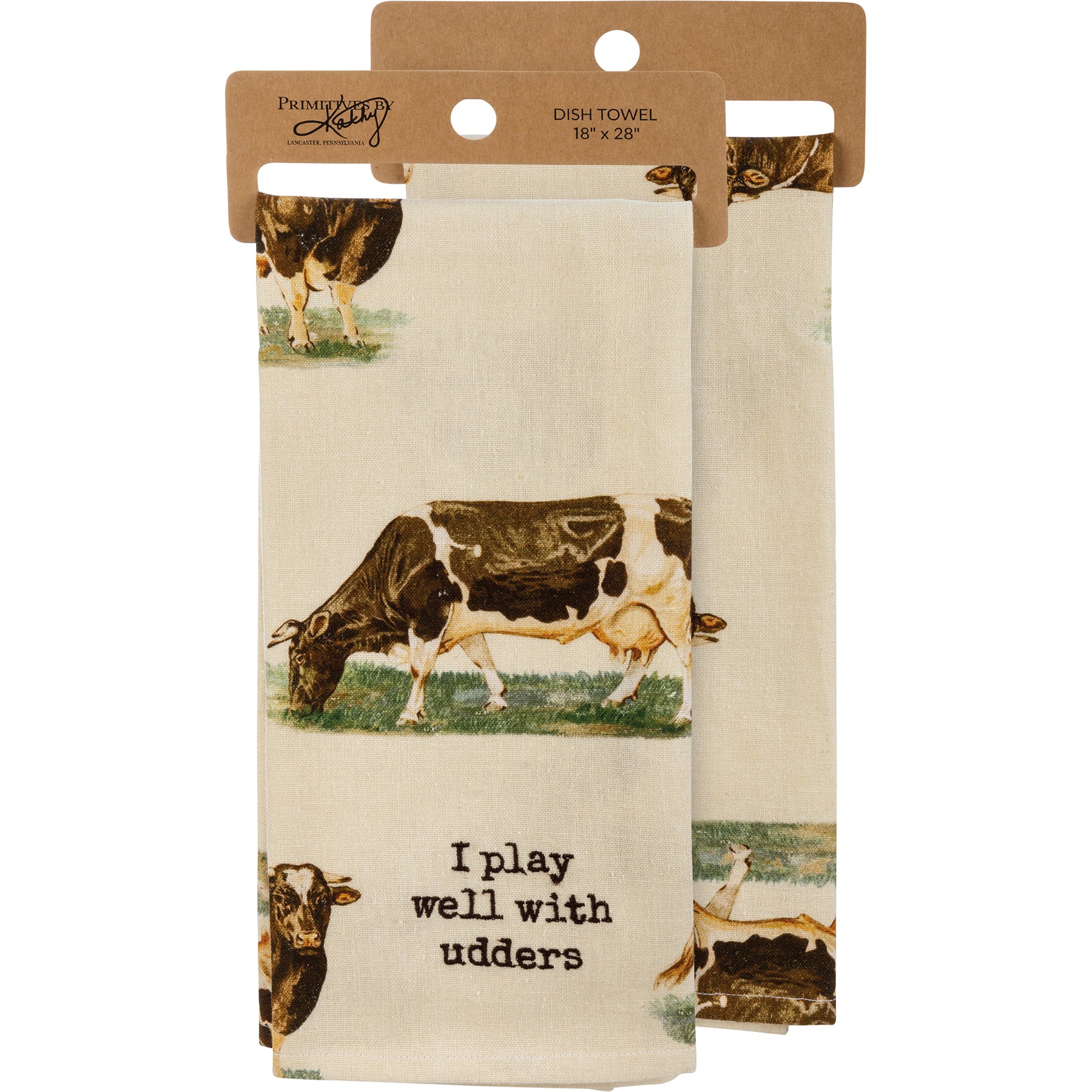 💙 I Play Well With Udders Cow Kitchen Towel