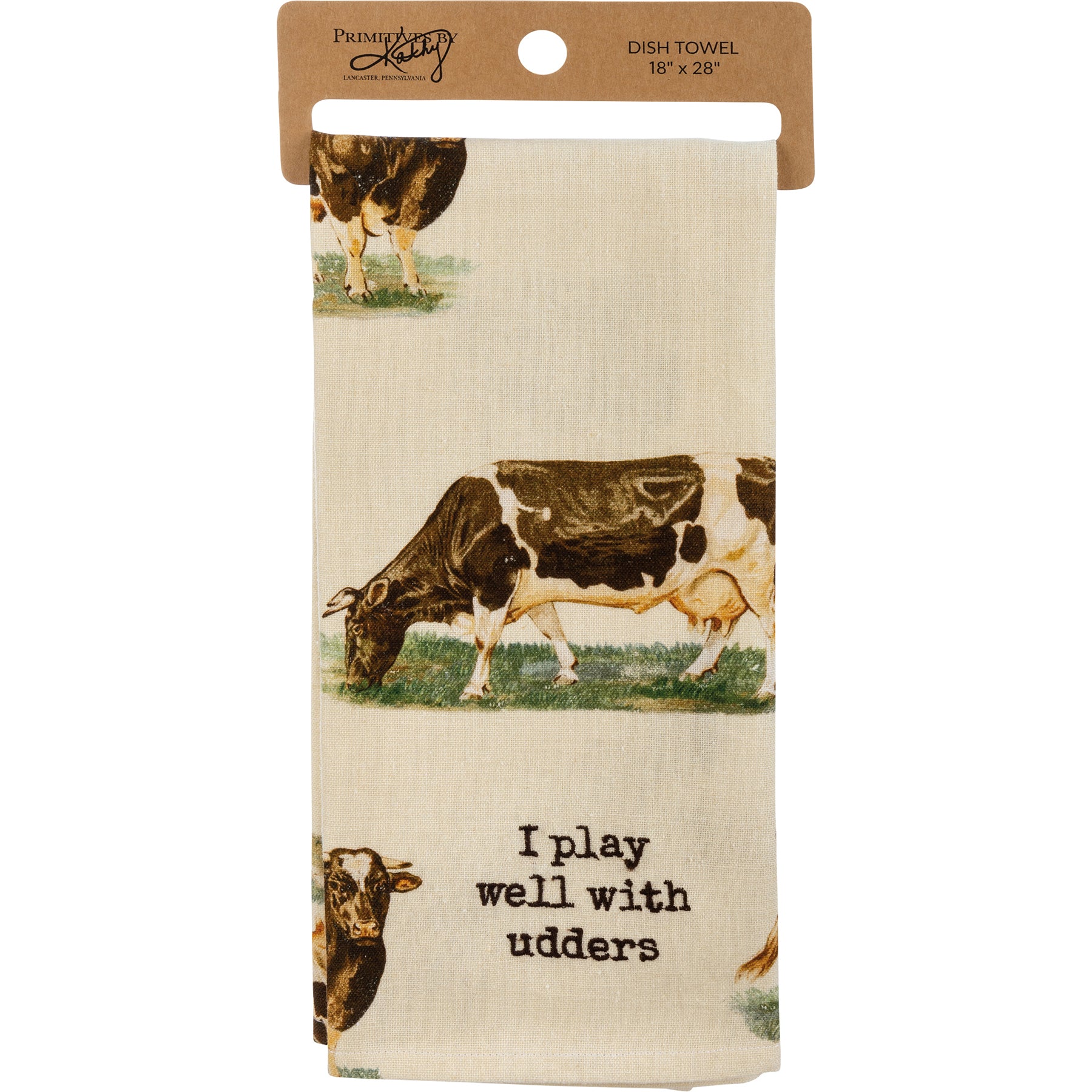 💙 I Play Well With Udders Cow Kitchen Towel - Image 2
