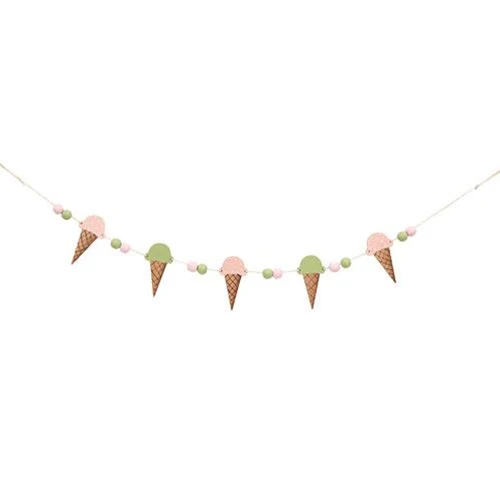 ๐ Ice Cream Cones Wooden Beaded 30" Garland