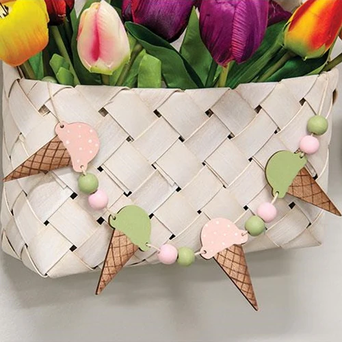 ๐ Ice Cream Cones Wooden Beaded 30" Garland - Image 2