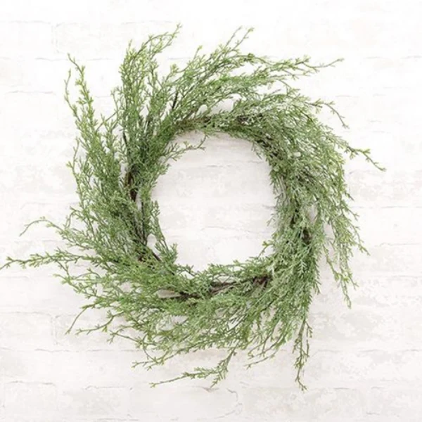 Ice Glazed Cedar 24" Faux Wreath