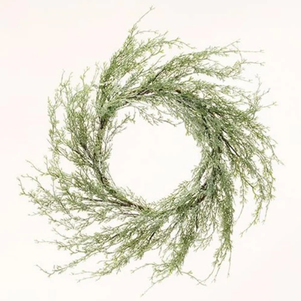 Ice Glazed Cedar 24" Faux Wreath - Image 2
