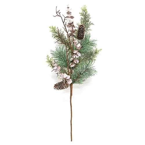 Icy Woodland Pine & Eucalyptus 28" Faux Evergreen Spray