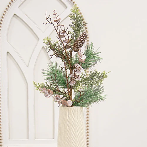Icy Woodland Pine & Eucalyptus 28" Faux Evergreen Spray - Image 2