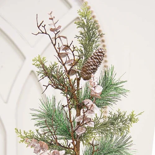 Icy Woodland Pine & Eucalyptus 28" Faux Evergreen Spray - Image 3