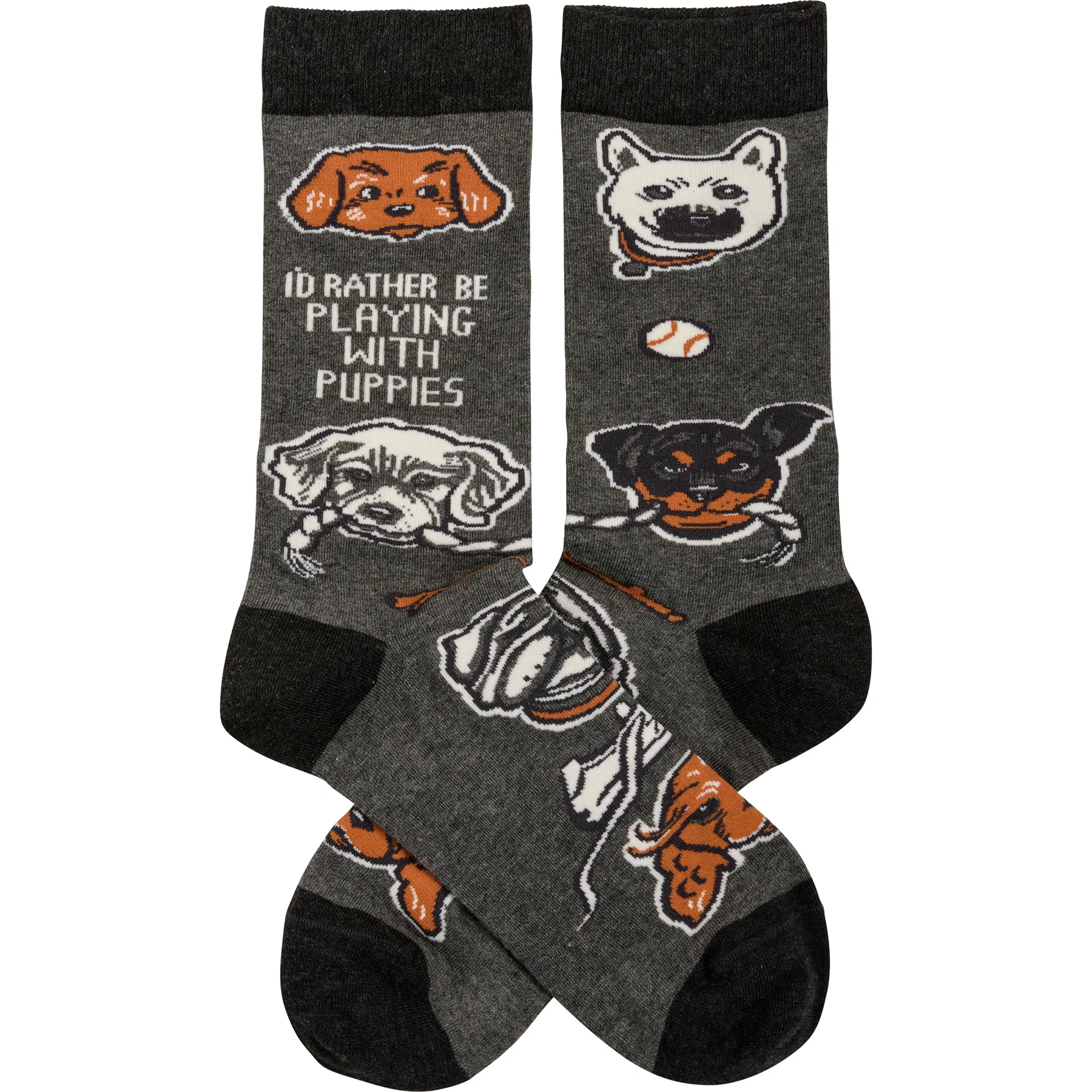 I'd Rather Be Playing With Puppies Unisex Fun Dog Socks - Image 2
