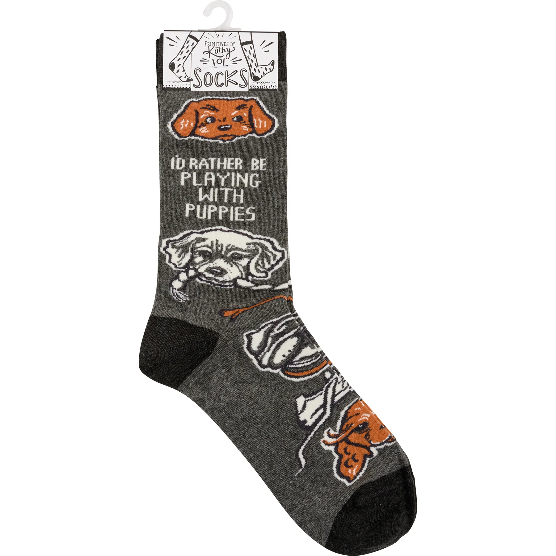 I'd Rather Be Playing With Puppies Unisex Fun Dog Socks - Image 3