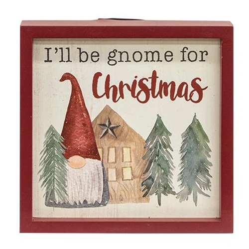 I'll Be Gnome For Christmas Framed 6" Sign With Easel - Image 2