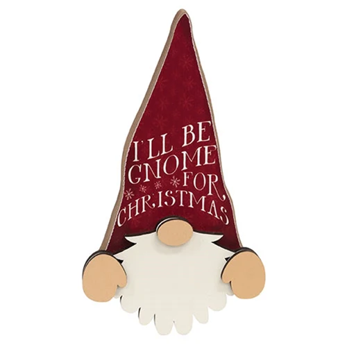 I'll Be Gnome For Christmas Wooden Shelf Peeker - Image 2