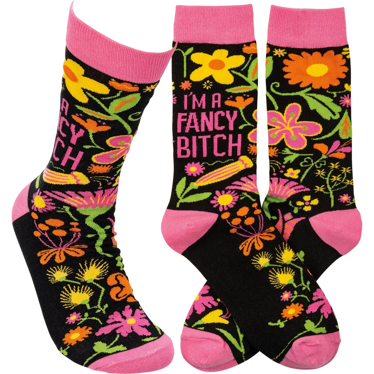 💙 I'm A Fancy B Fun Colorful Floral Socks - Image 3