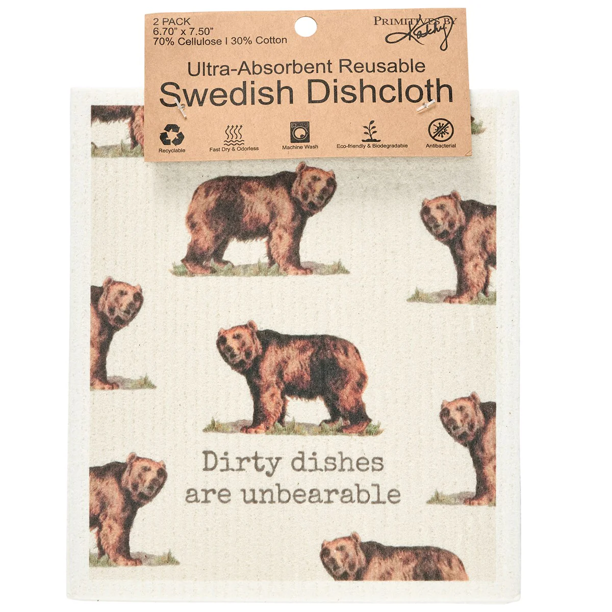 I'm Not Amoosed Bear and Moose Swedish Dishcloth Set - Image 4